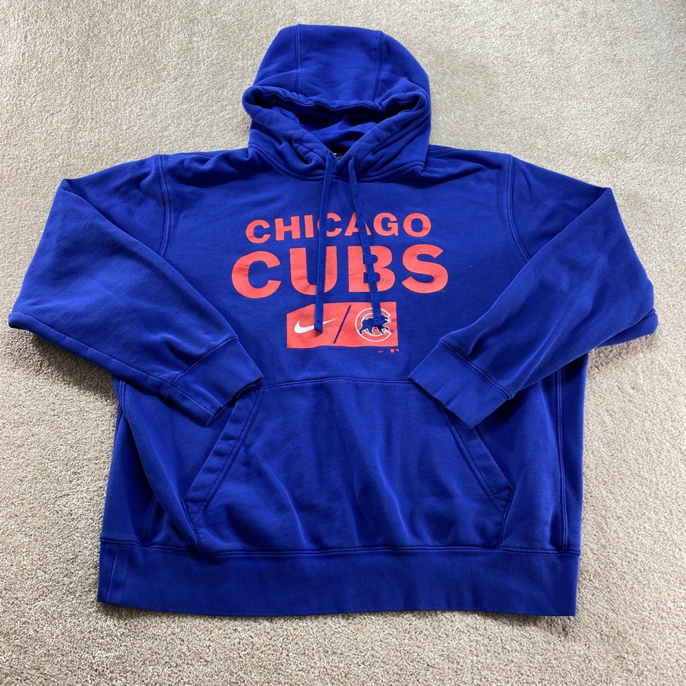 Nike Hoodie Mens XL Blue Chicago Cubs MLB Fleece Sweatshirt Baseball Activewear